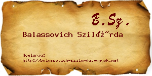Balassovich Szilárda névjegykártya